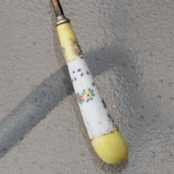 A & E Lewis Germany Stainless Bowl Floraine Yellow & White Ceramic Soup Ladle - Picture 2 of 3